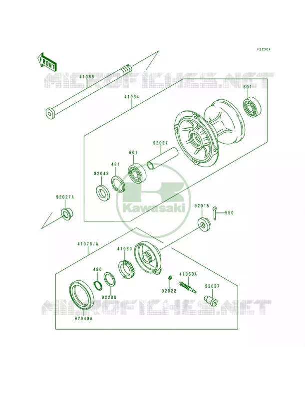 Front HubKDX200-E5E6 Kawasaki MOTOS 200 1994 KDX200  KDX200-E6