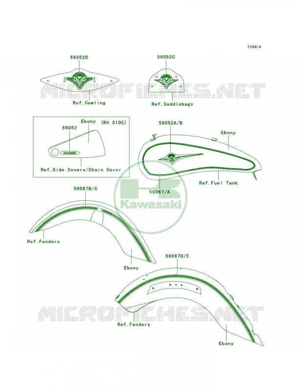 DecalsEbonyF6F Kawasaki MOTOS 2000 2007 Vulcan 2000 Classic LT  VN2000F7F