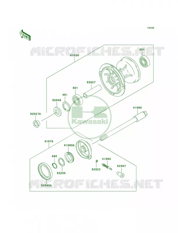 Front Hub Kawasaki MOTOS 650 1994 KLX650   KLX650-C2