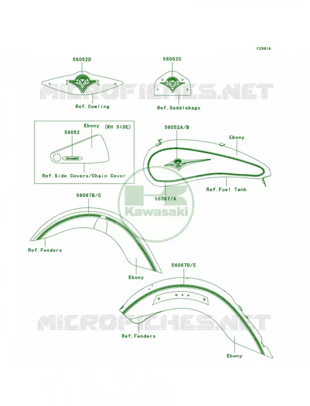 DecalsEbonyF6F Kawasaki MOTOS 2000 2006 Vulcan 2000 Classic LT  VN2000F6F