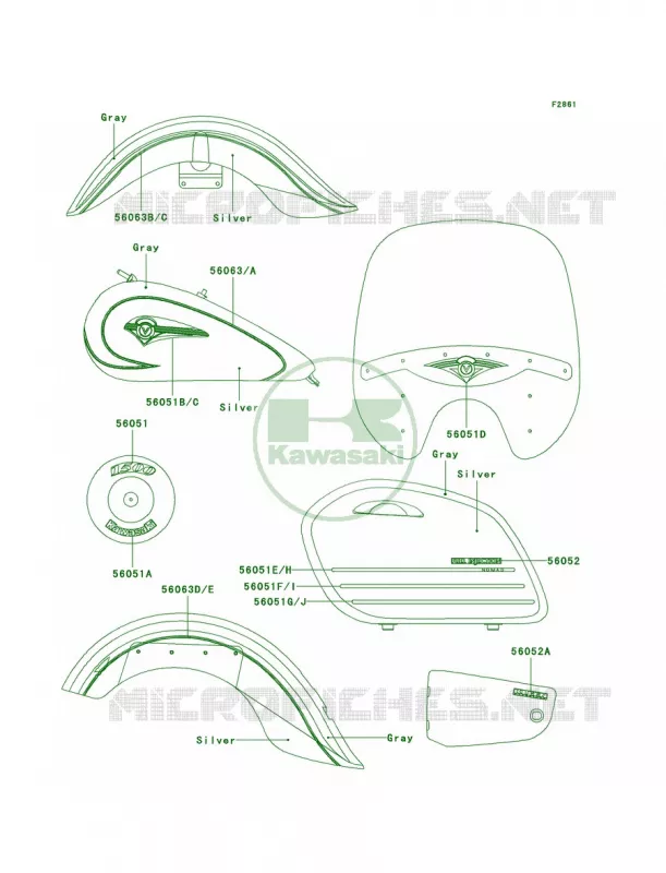 DecalsSilverGrayVN1500-L2 Kawasaki MOTOS 1500 2003 Vulcan 1500 Nomad Fi  VN1500-L4