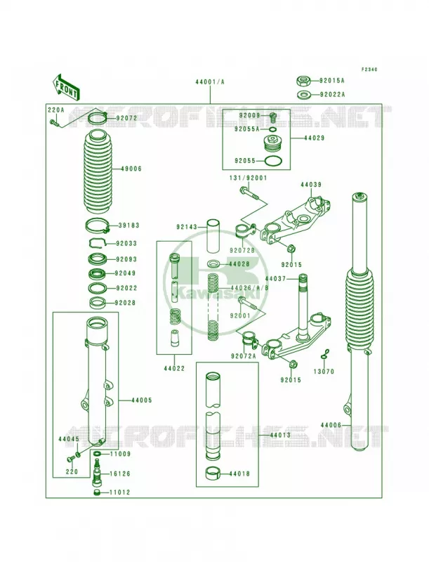 Front ForkKDX200-E4 Kawasaki MOTOS 200 1993 KDX200  KDX200-E5