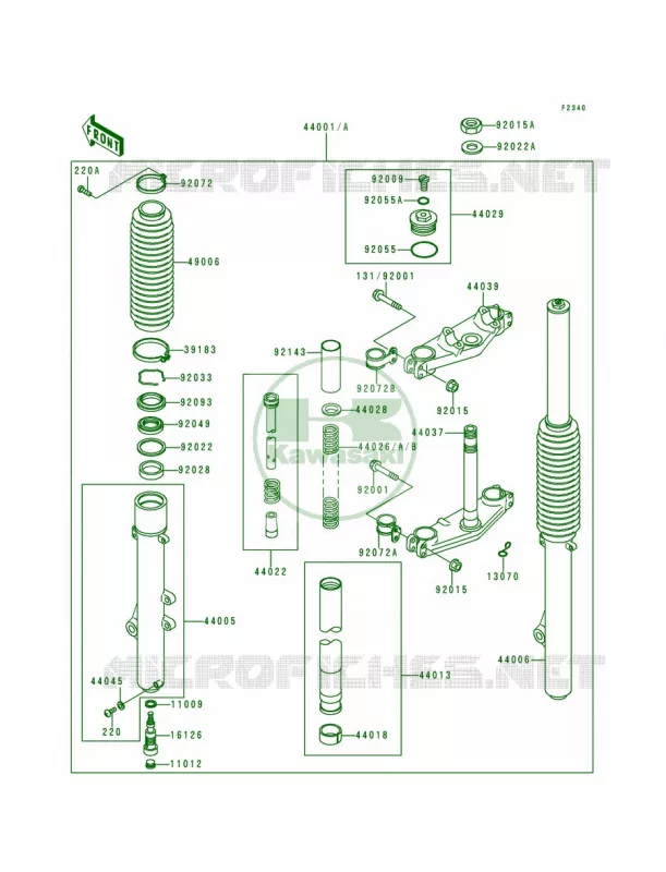 Front ForkKDX200-E4 Kawasaki MOTOS 200 1993 KDX200  KDX200-E5