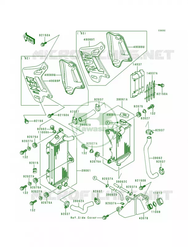 RadiatorKDX200-E4E5 Kawasaki MOTOS 200 1993 KDX200  KDX200-E5