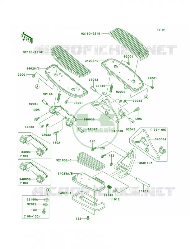 Footrests Kawasaki MOTOS 1500 2001 Vulcan 1500 Nomad  VN1500-G3