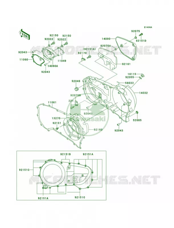 Right Engine Covers Kawasaki MOTOS 1500 2001 Vulcan 1500 Nomad  VN1500-G3