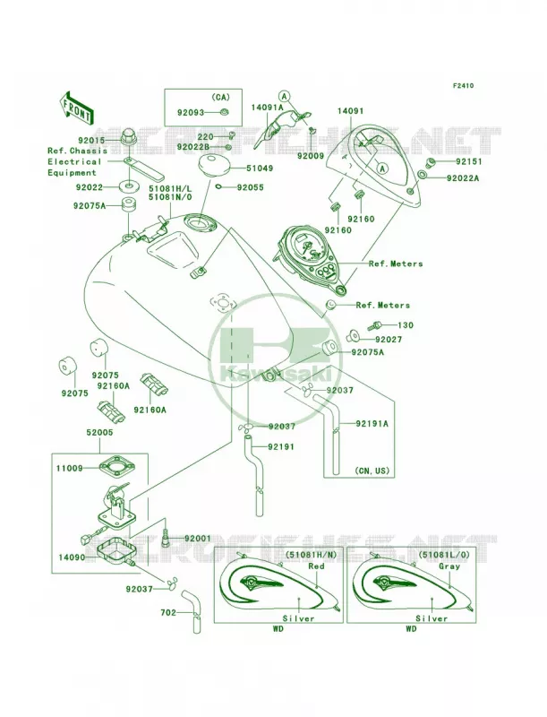 Fuel TankVN1500-L2 Kawasaki MOTOS 1500 2001 Vulcan 1500 Nomad Fi  VN1500-L2