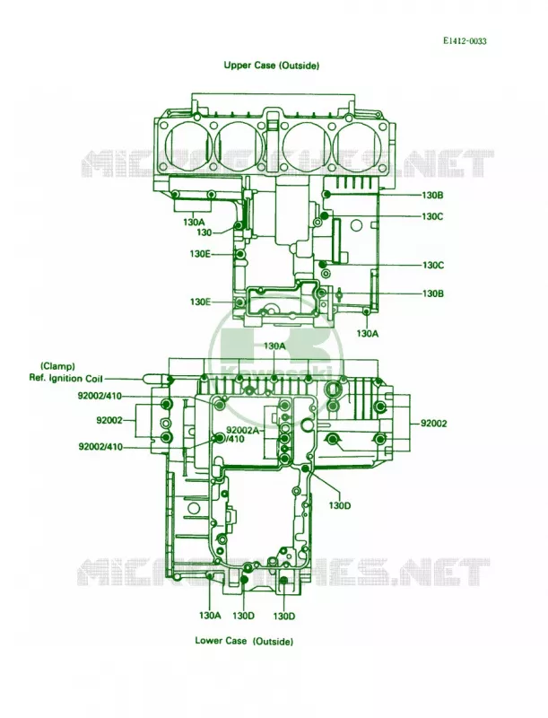 Crankcase Bolt Pattern Kawasaki MOTOS 1200 1991 Voyager XII  ZG1200-B5
