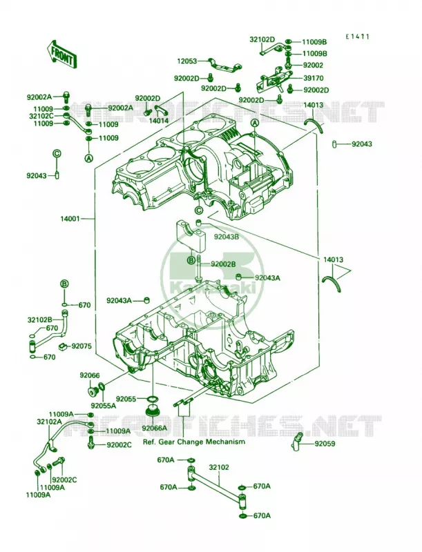 Crankcase Kawasaki MOTOS 1200 1987 Voyager XII  ZG1200-B1