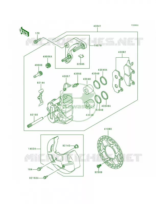 Front CaliperKDX200-E5E6 Kawasaki MOTOS 200 1992 KDX200  KDX200-E4