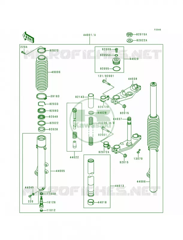 Front ForkKDX200-E4 Kawasaki MOTOS 200 1992 KDX200  KDX200-E4
