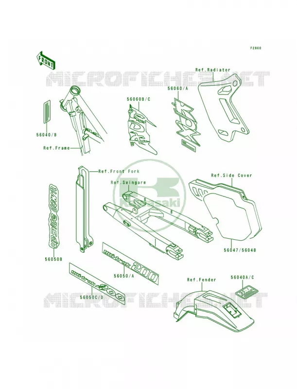 LabelKDX200-E4E5 Kawasaki MOTOS 200 1992 KDX200  KDX200-E4