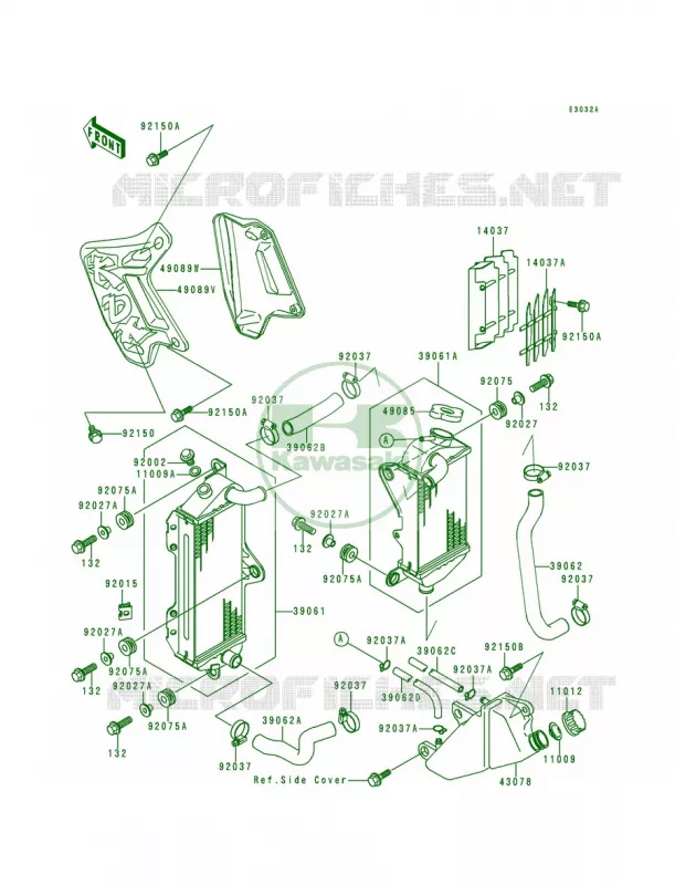 RadiatorKDX200-E6 Kawasaki MOTOS 200 1992 KDX200  KDX200-E4