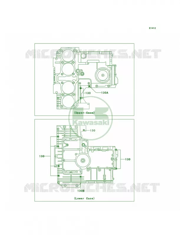 Crankcase Bolt Pattern Kawasaki MOTOS 1000 2003 Police 1000  KZ1000-P22