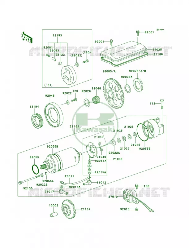 Starter Motor Kawasaki MOTOS 1000 2003 Police 1000  KZ1000-P22