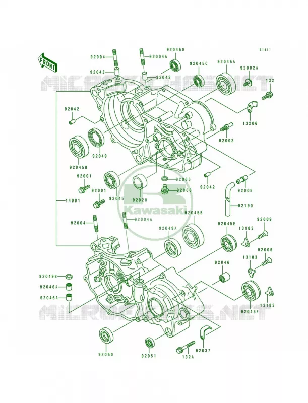 Crankcase Kawasaki MOTOS 250 1992 KDX250  KDX250-D2