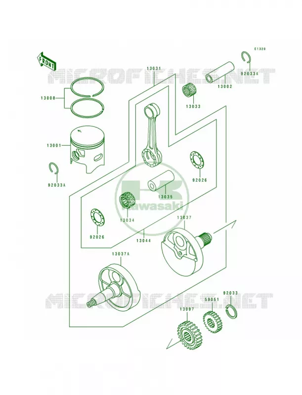 CrankshaftPiston Kawasaki MOTOS 250 1992 KDX250  KDX250-D2