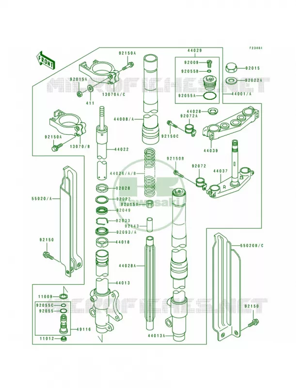 Front Fork KDX250-D2D3D4 Kawasaki MOTOS 250 1992 KDX250  KDX250-D2