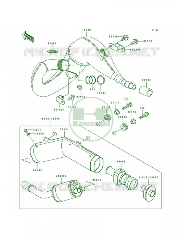 Muffler Kawasaki MOTOS 250 1992 KDX250  KDX250-D2