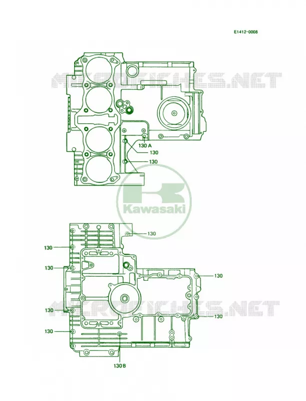 Crankcase Bolt Pattern Kawasaki MOTOS 1000 1991 Police 1000  KZ1000-P10