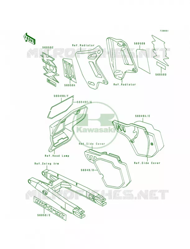 LabelWhite Kawasaki MOTOS 200 1991 KDX200  KDX200-E3