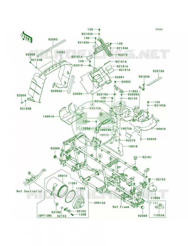 Frame Fittings Kawasaki QUAD 650 2012 Brute Force 650 4x4i  KVF650FCS