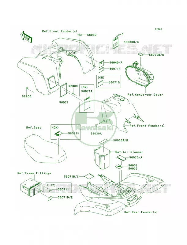 Labels Kawasaki QUAD 360 2012 Prairie 360 4x4  KVF360ACF