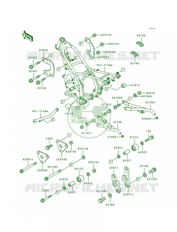 Frame Fittings Kawasaki MOTOS 250 1991 KDX250  KDX250-D1
