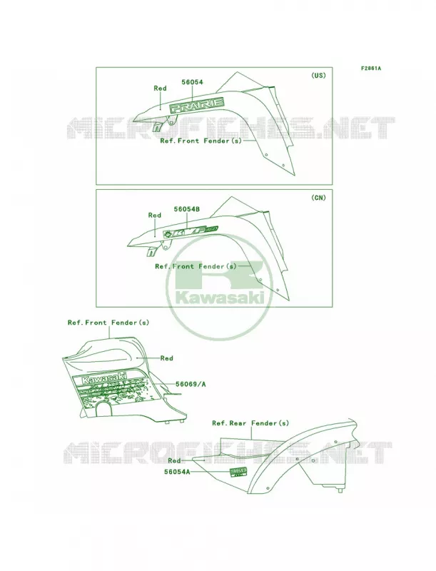 DecalsRedACFADF Kawasaki QUAD 360 2011 Prairie 360 4X4  KVF360ABF
