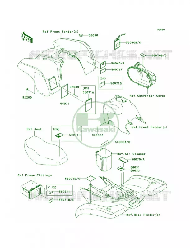 Labels Kawasaki QUAD 360 2011 Prairie 360 4X4  KVF360ABF