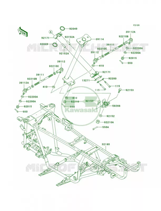 Frame Kawasaki QUAD 360 2010 Prairie 360 4X4  KVF360AAF