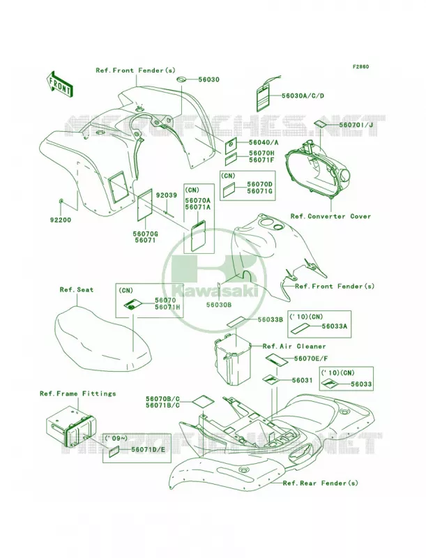 Labels Kawasaki QUAD 360 2010 Prairie 360 4X4  KVF360AAF