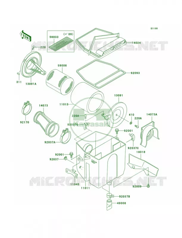 Air Cleaner Kawasaki QUAD 250 2009 Bayou 250  KLF250A9F