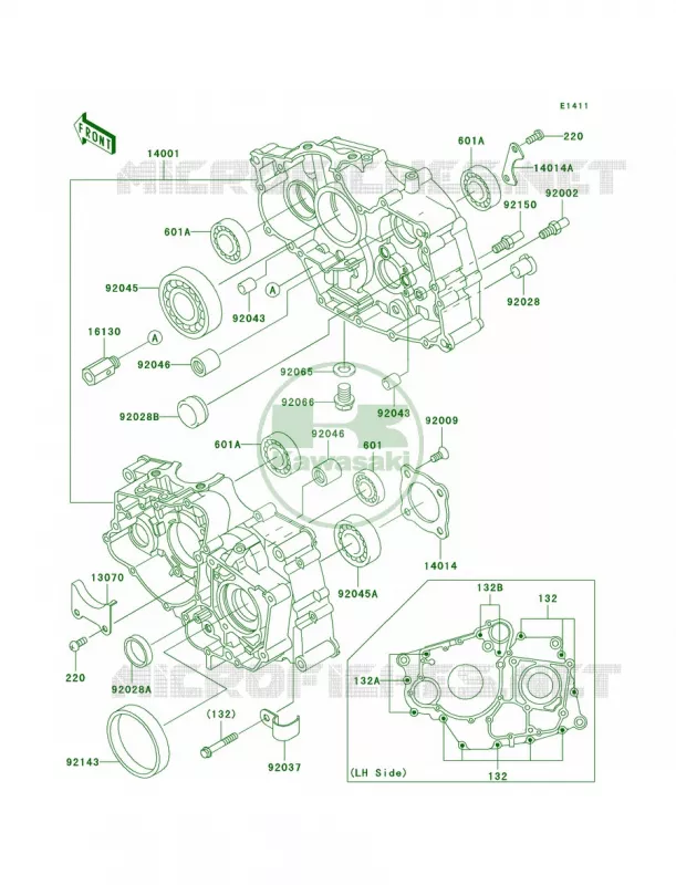 Crankcase Kawasaki QUAD 250 2009 Bayou 250  KLF250A9F