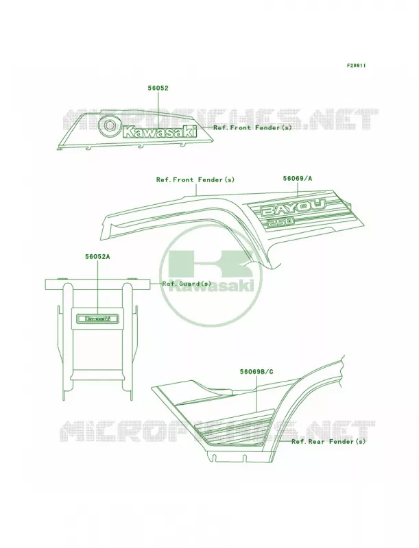 DecalsRedBlueAAF Kawasaki QUAD 250 2009 Bayou 250  KLF250A9F