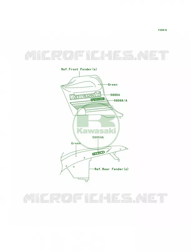 DecalsGreenB8F Kawasaki QUAD 360 2009 Prairie 360  KVF360B9F