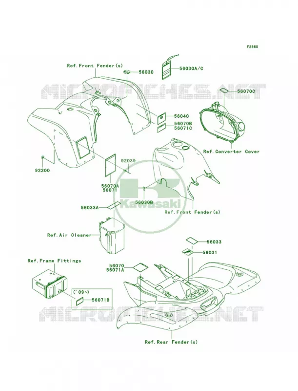 Labels Kawasaki QUAD 360 2009 Prairie 360  KVF360B9F