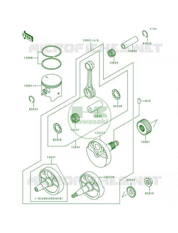 CrankshaftPiston Kawasaki MOTOS 200 1990 KDX200  KDX200-E2