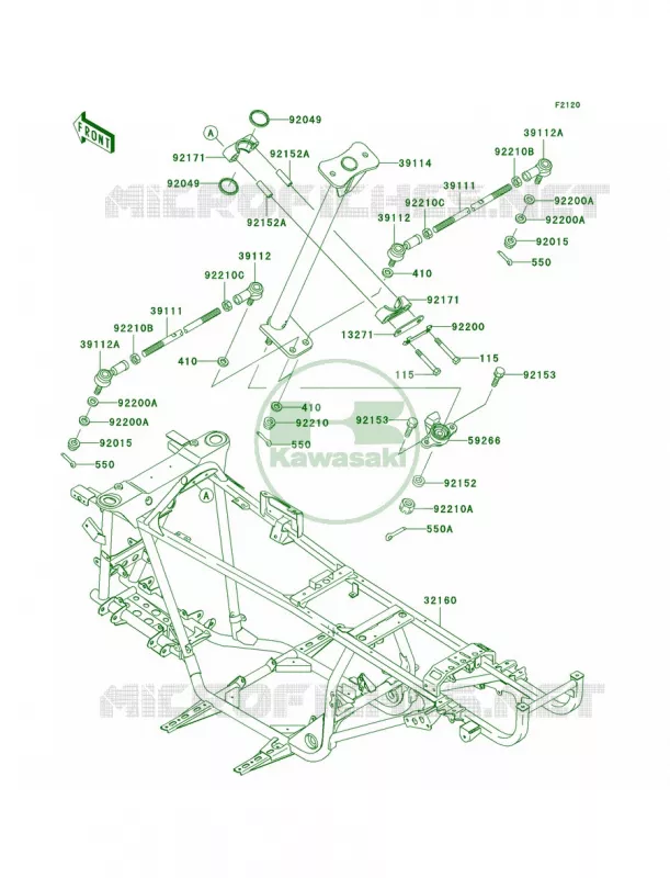 Frame Kawasaki QUAD 360 2009 Prairie 360 4X4 Hardwoods Green HD  KVF360C9F