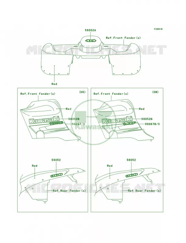 DecalsRedA7F Kawasaki QUAD 360 2008 Prairie 360 4X4  KVF360A8F
