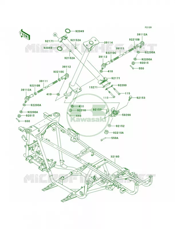 Frame Kawasaki QUAD 360 2008 Prairie 360  KVF360B8F