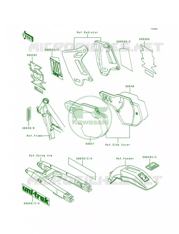 LabelGreen Kawasaki MOTOS 200 1989 KDX200  KDX200-E1