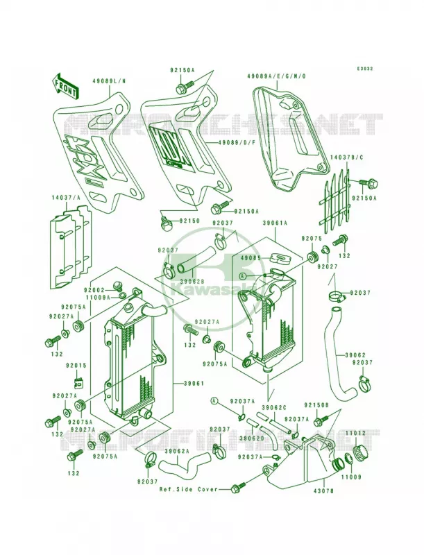 Radiator Kawasaki MOTOS 200 1989 KDX200  KDX200-E1