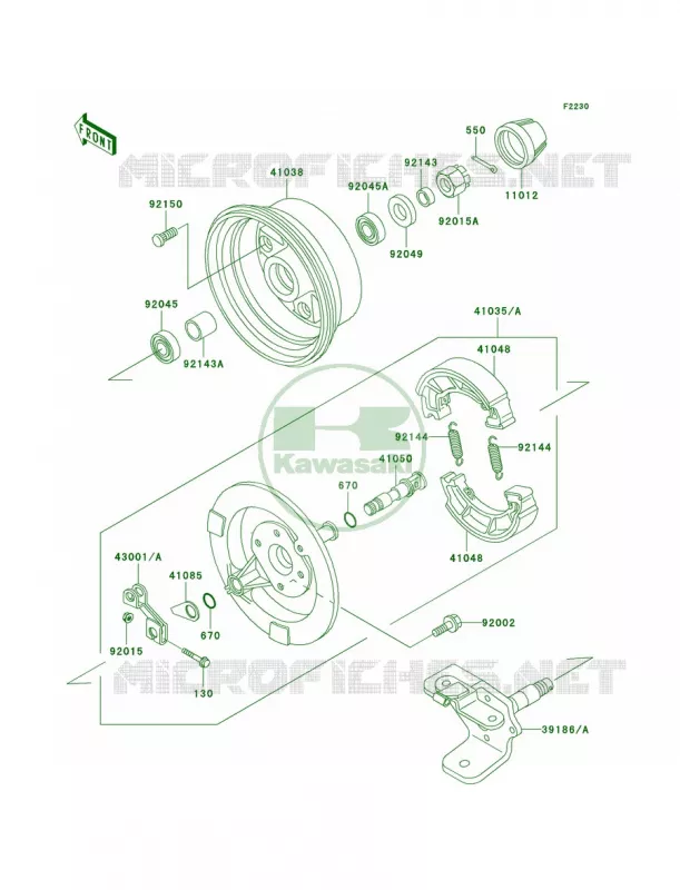 Front Hub Kawasaki QUAD 250 2007 Bayou 250  KLF250A7F
