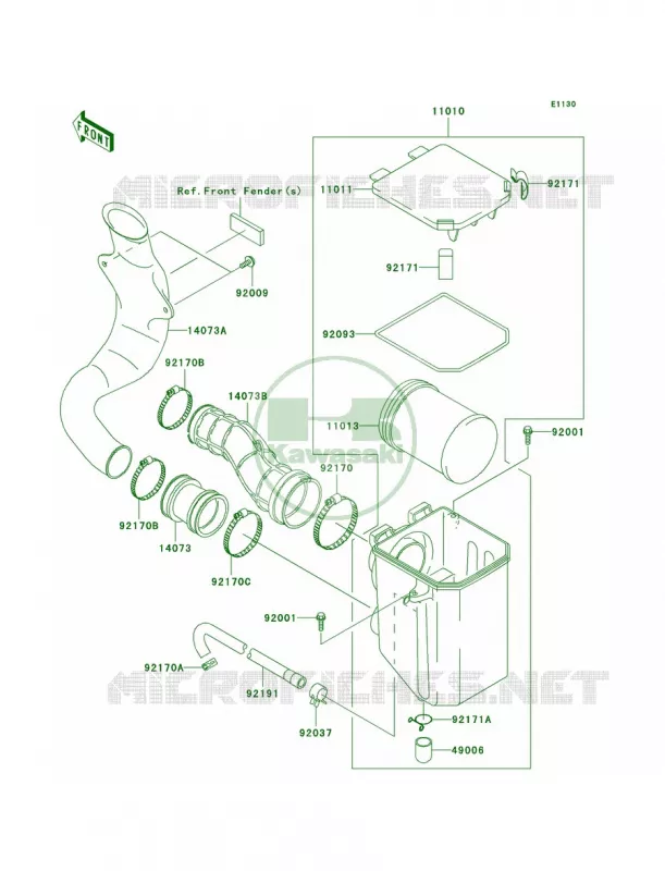 Air Cleaner Kawasaki QUAD 360 2007 Prairie 360 4X4  KVF360A7F