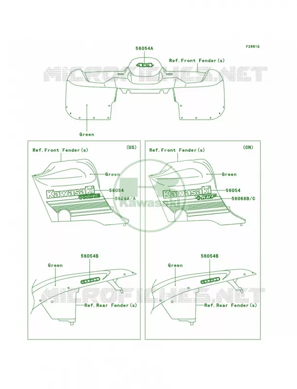 DecalsGreenA8F Kawasaki QUAD 360 2007 Prairie 360 4X4  KVF360A7F