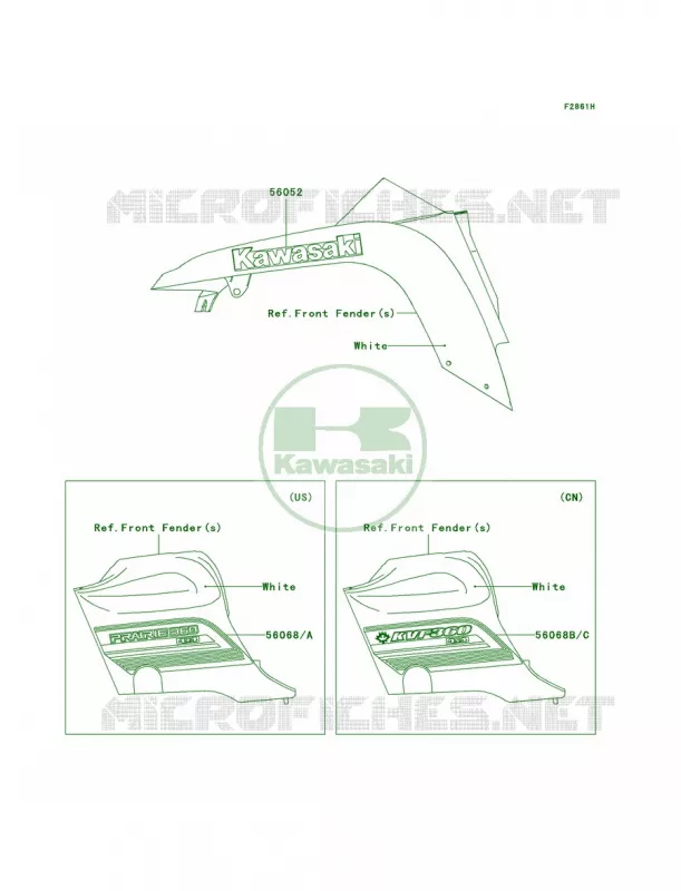 DecalsWhiteA9F Kawasaki QUAD 360 2007 Prairie 360 4X4  KVF360A7F