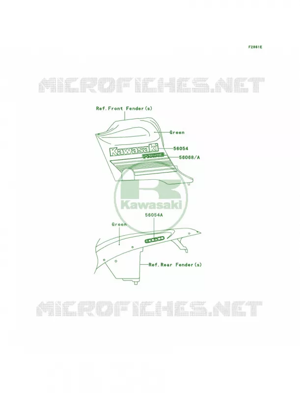 DecalsGreenB8F Kawasaki QUAD 360 2007 Prairie 360  KVF360B7F