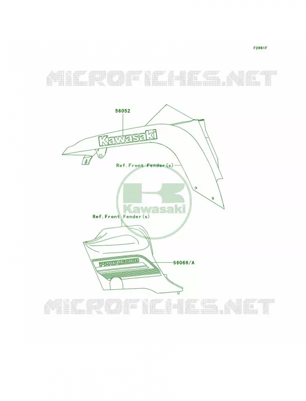 DecalsRedGreenB9F Kawasaki QUAD 360 2007 Prairie 360  KVF360B7F