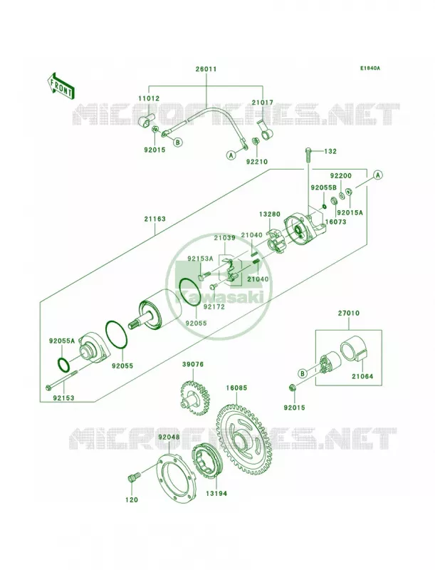 Starter MotorB9F Kawasaki QUAD 360 2007 Prairie 360  KVF360B7F